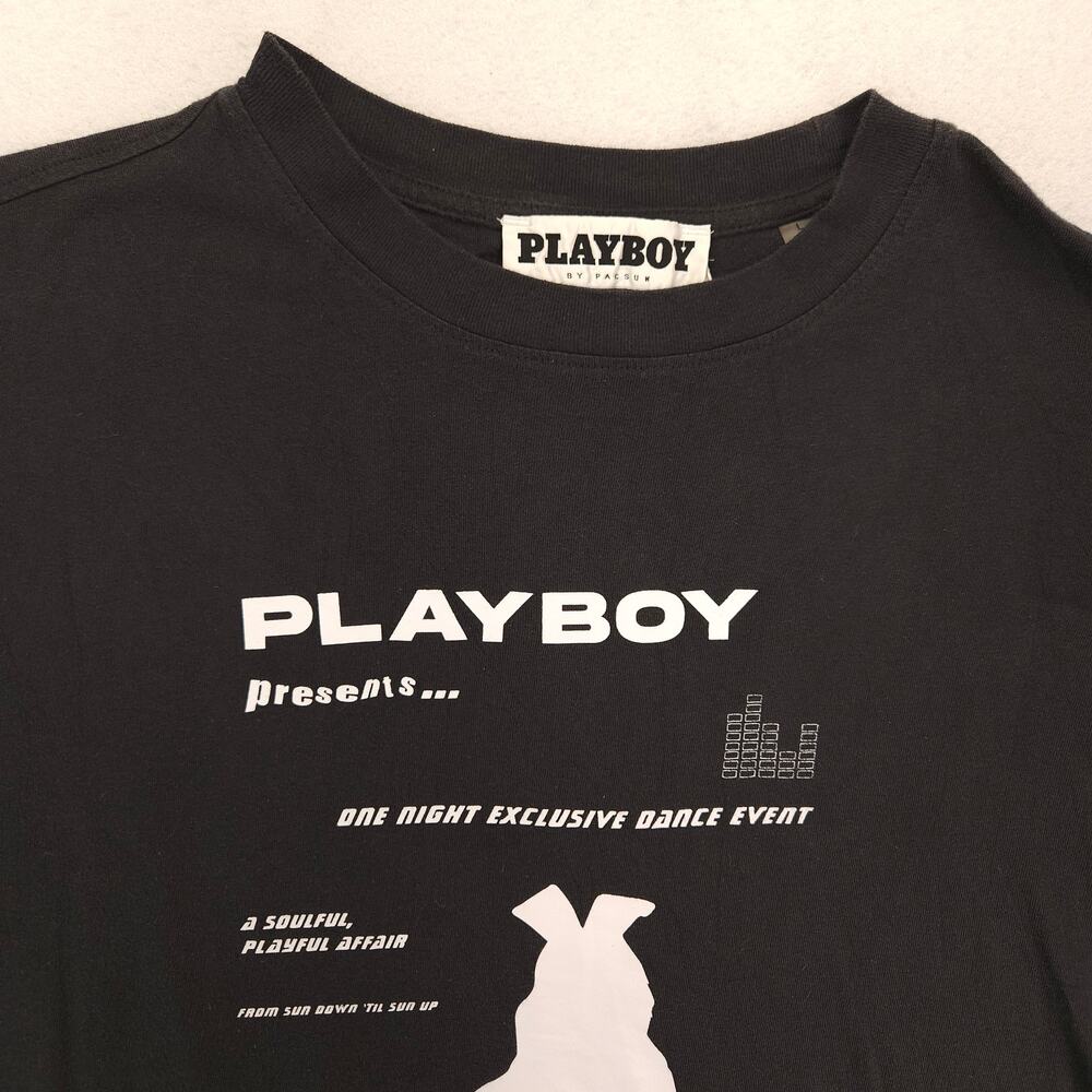 Playboy Graphic Casual Short Sleeve Crew Neck T Shirt Mens Size L Black 16957